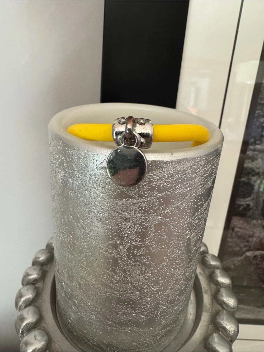 Marc Jacobs Yellow Rubber Bracelet with Silver Logo Charm